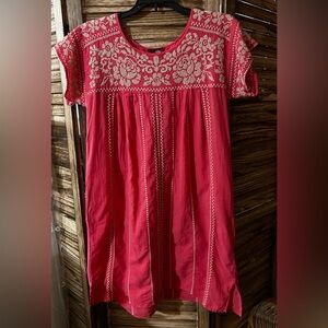 Johnny Was Embroidered Red Women's Peasant Dress